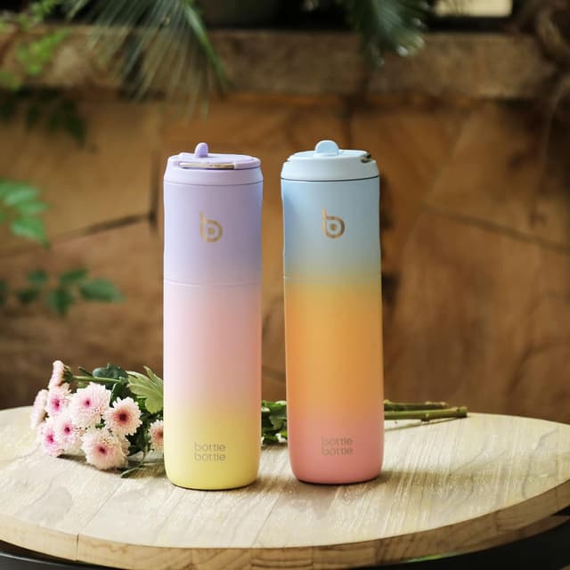Thumbnail 6 de Bottle Bottle 700ml Stainless Steel Water Bottle with Straw, Leak-proof Lid & Handle (Purple/Pink/Yellow)