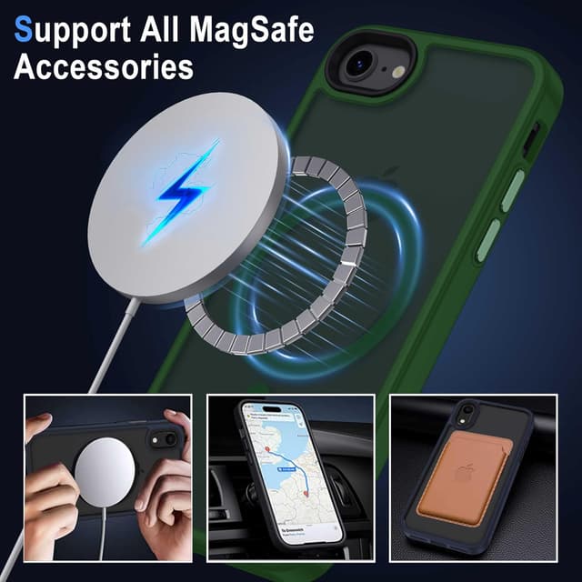 Detalle 2 de Coque magnétique XTCASE pour iPhone 8 / SE 2020-2022 compatible MagSafe, dos mat translucide vert foncé