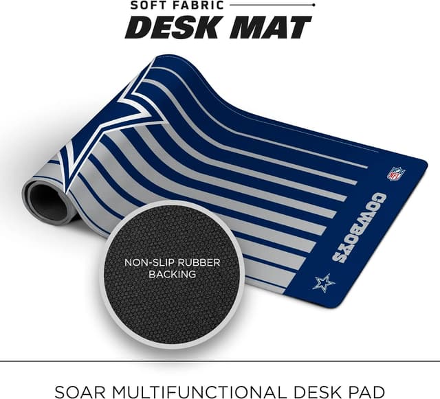 Detalle de SOAR NFL Unisex Multifunctional Desk Mat (31.5"x12") with Non-Slip Rubber Backer