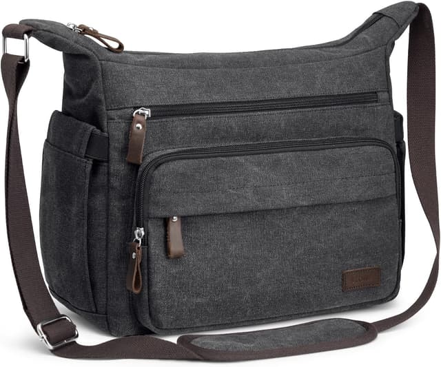 Detalle de S-ZONE messenger bag for men with crossbody strap and 13.3-inch laptop sleeve