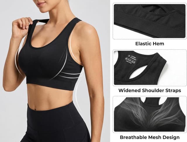Detalle de Sykooria Brassière Sport Femme en nylon/élasthanne, coussinets amovibles (S à XXL) pour yoga et entraînements