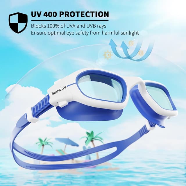 Thumbnail 3 de BEEWAY Kids Swimming Goggles 6-14 Wide View