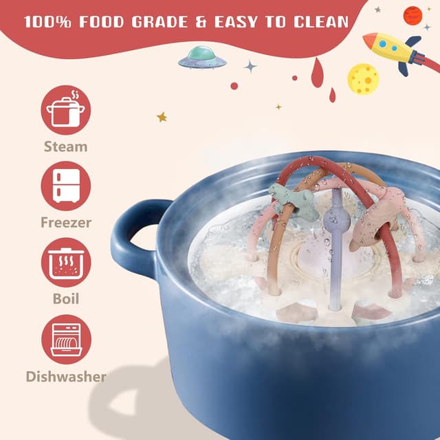 Detalle de sygreatweek Sensory Teething Toys – Soft Silicone Grabbing Ball for Baby Chewing (Dark)