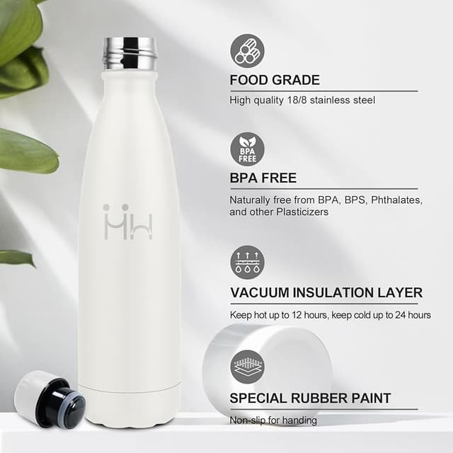 Detalle 2 de Botella Agua Acero Inoxidable 500ml — termo reutilizable sin BPA