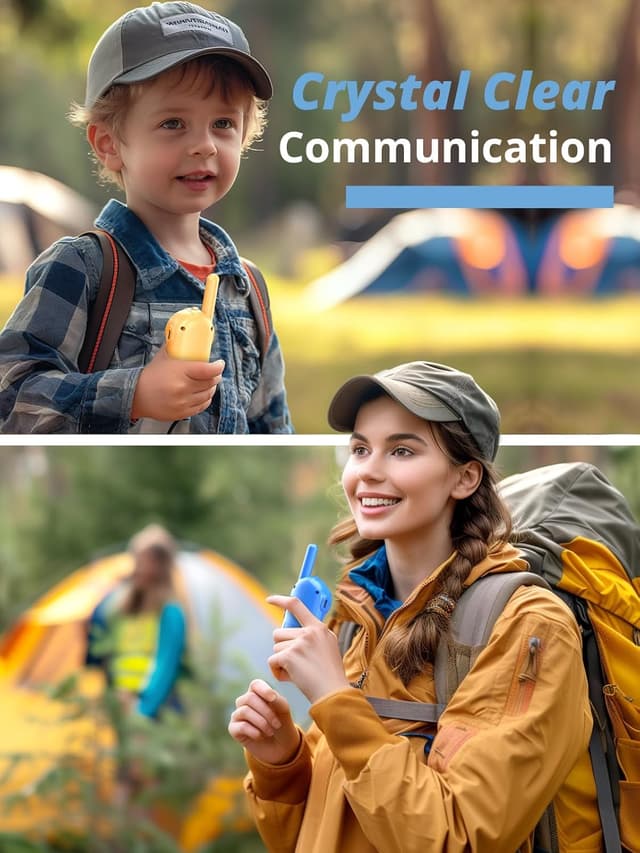 Detalle de Inspireyes Kinder-Walkie-Talkies im 2er-Set (für 3–8 Jahre) – wiederaufladbar, Indoor & Outdoor