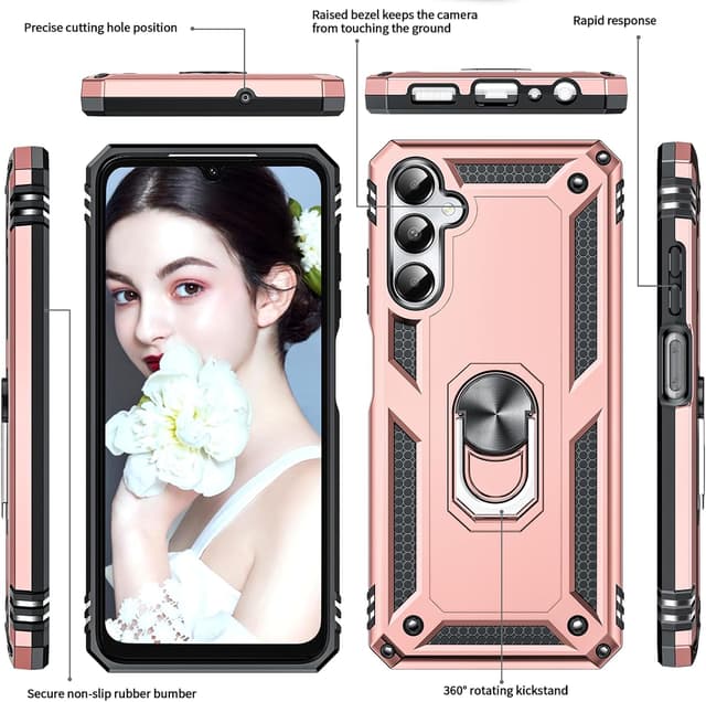 Detalle de LeYi Galaxy A05s case with ring, pink