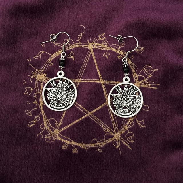 Thumbnail 1 de SIMBOLIKS Tetragrammaton Pendientes Ónix Gancho