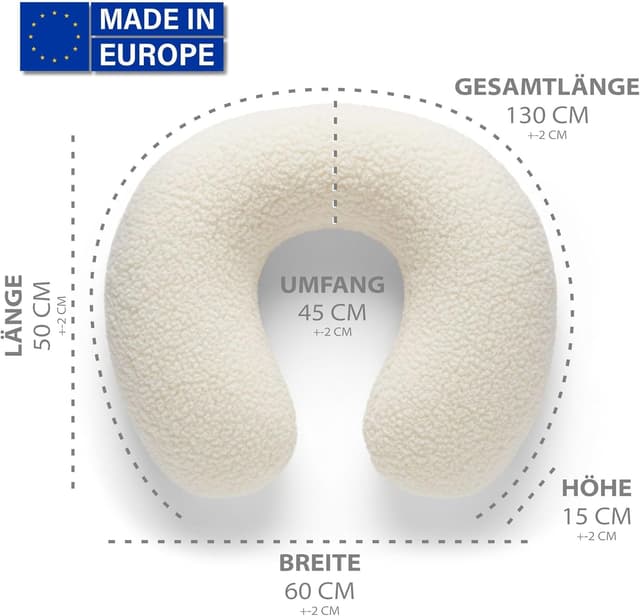 Detalle de Coussin d’allaitement Totsy Baby 130 cm (forme lune) – soutien grossesse et confort d’alimentation