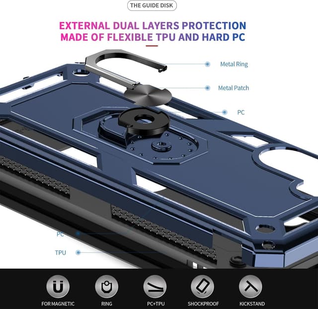 Detalle 2 de LeYi Samsung Galaxy A16 4G/5G Case with Ring Holder & Dual Protection (Blue)