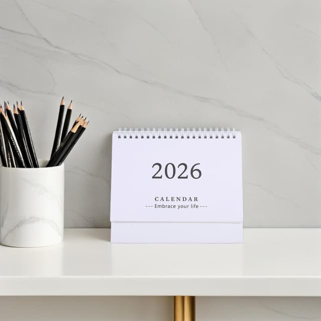 Detalle 2 de UKCOCO desk calendar 2025 2026 19 x 16.5 cm