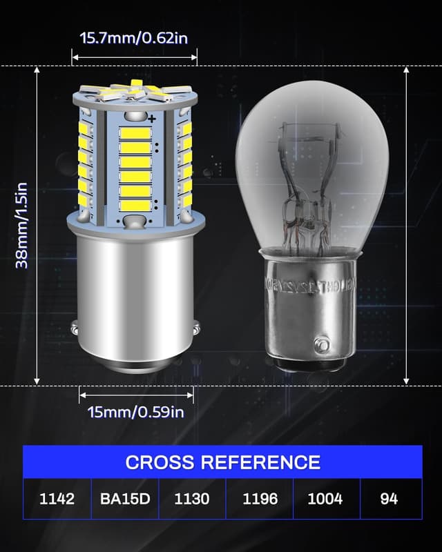 Detalle 2 de Defvnsy 1142 BA15D 12V LED Bulb (White 6000K) – 39x 4014 SMD, Pack of 10