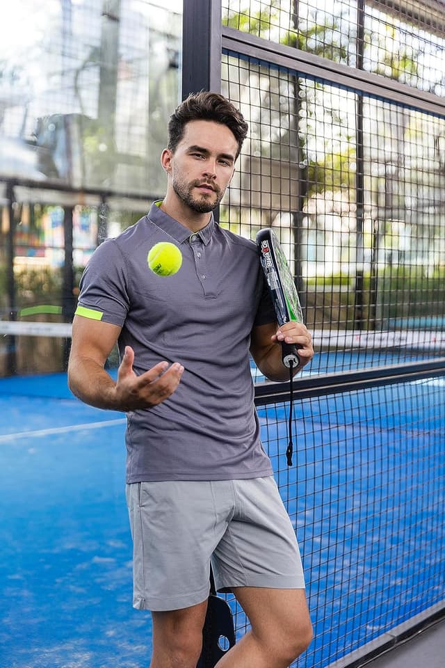 Detalle de HUAKANG 3 Pack Men’s Short Sleeve Polo Shirts – Breathable Quick-Dry Sport & Gym Tops