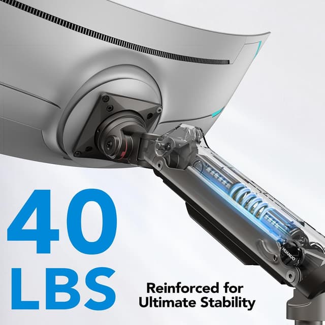 Detalle de HUANUO supporto doppio monitor da scrivania per ultrawide fino a 49” (VESA 100x100, fino a 18 kg) con regolazione in altezza