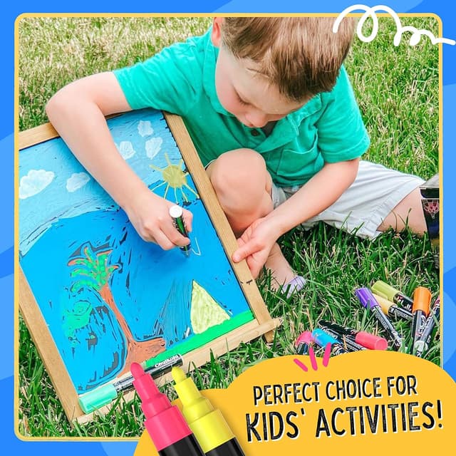 Detalle 2 de Chalkola Chalk Pens & Metallic Colours (Pack of 21) Neon chalk markers with erasable water-based ink