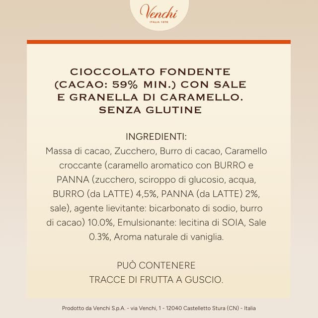 Detalle de Venchi Uovo di cioccolato fondente salato con granella di caramello salato e sorpresa, 150 g