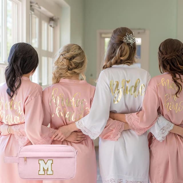 Detalle de Toozen Initialen Make-up-Tasche aus Cord (Reisekulturbeutel) mit Metallreißverschluss, rosa