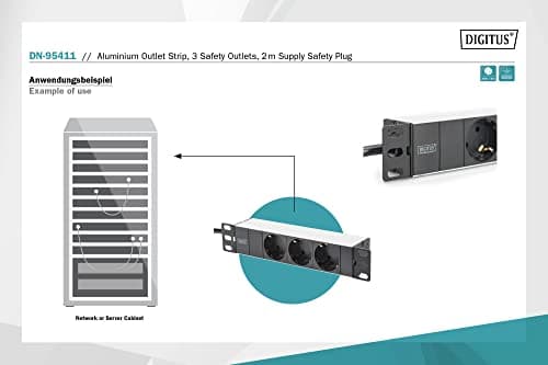 Detalle de DIGITUS DN-95411 Regleta 3 tomas 254 mm para rack