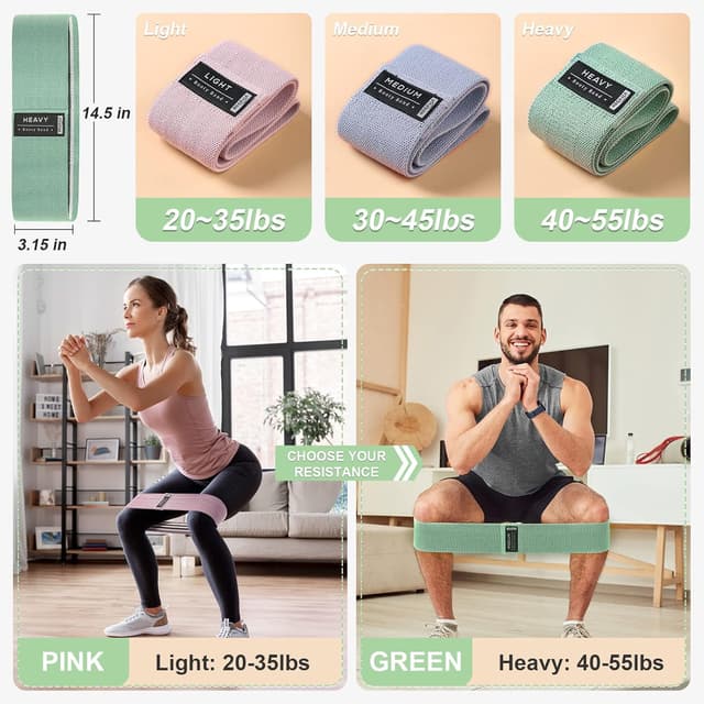 Detalle de Booty Bands Set Resistance Bands for Working Out (Pilates & Yoga Starter Kit)