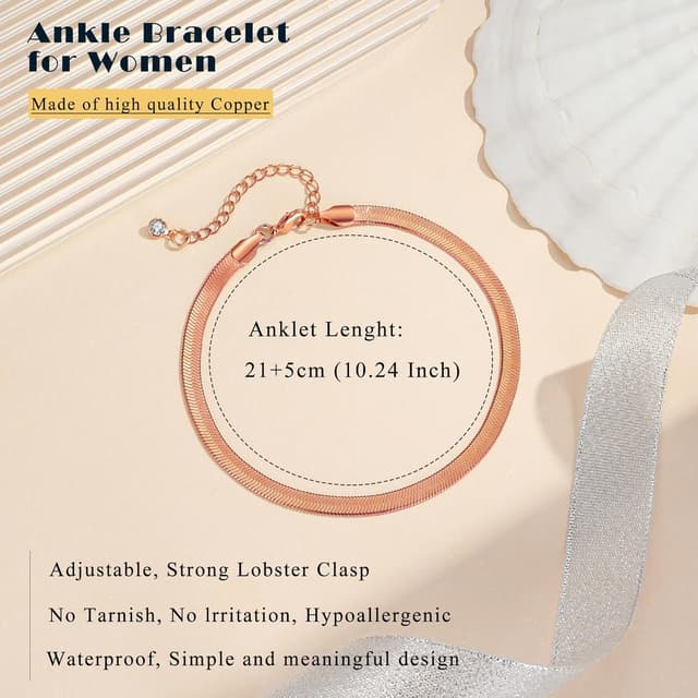 Detalle 2 de Loutade Silber Fußkettchen für Damen (21 + 5 cm), verstellbar für Fußgelenk & Strand