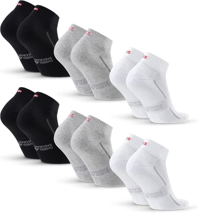 Detalle de DANISH ENDURANCE Kurze Sportsocken aus Bio-Baumwolle im 3er/6er Pack – Sneaker- und Fitness-Socken mit Anti-Blasen