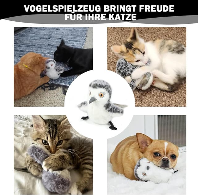 Thumbnail 6 de Nepfaivy interaktives Katzenspielzeug Vogel – automatisch mit Berührungssensor, Katzenminze & USB-Akku