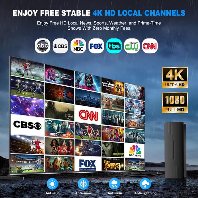 Detalle 2 de PVBKZ 2026 Upgraded Indoor/Outdoor TV Antenna with 39ft Coaxial Cable and Amplified Booster