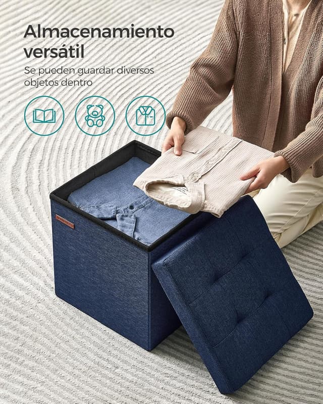 Thumbnail 5 de SONGMICS Puff Almacenaje 38 cm Azul Medianoche