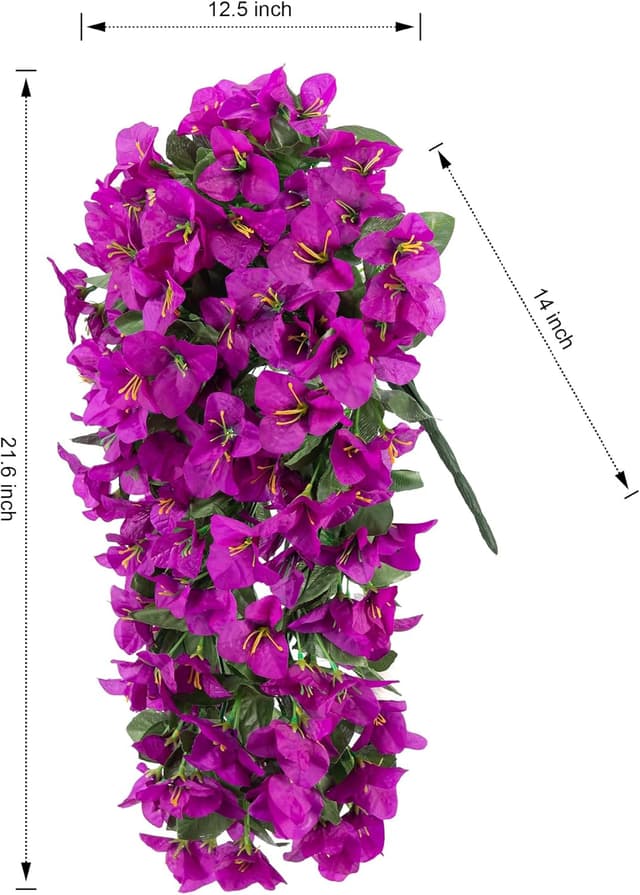 Thumbnail 6 de Faux Bougainvillea Artificial Flowers (2 Bundles) with UV-Resistant Long Trailing Vines for Outdoor Porches & Planters