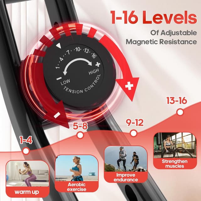 Detalle de Upgraded Folding Exercise Bike with 16-Level Adjustable Magnetic Resistance, 330/350LBS Quiet Foldable Indoor Cycling Bike, Fitness Stationary Bike with LCD Display & Large Comfortable Seat Cushion
Upgraded Folding Exercise Bike with 16-Level Adjusta…