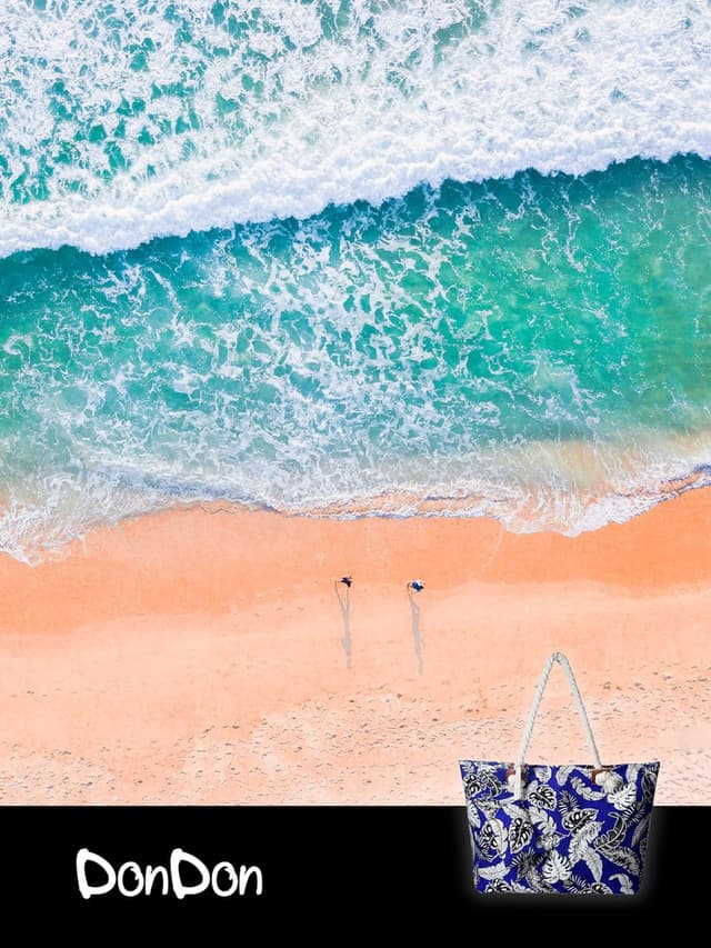 Detalle 2 de DonDon Strandtasche XXL mit Reißverschluss – Umhängetasche & Shopper Bag für den Beach-Urlaub