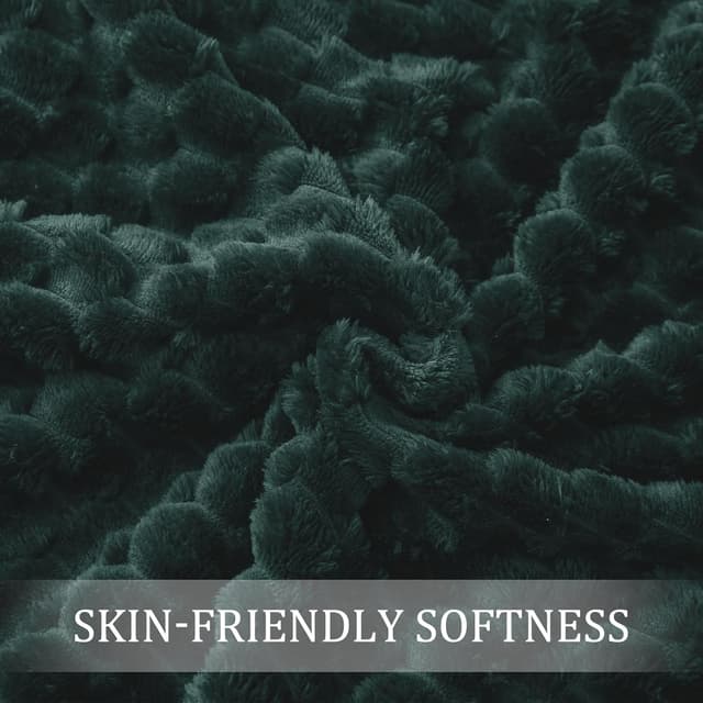 Thumbnail 6 de Exclusivo Mezcla Queen Size Fleece Blanket (230x230 cm) – Forest Green Plush Throw for Sofa and Bed