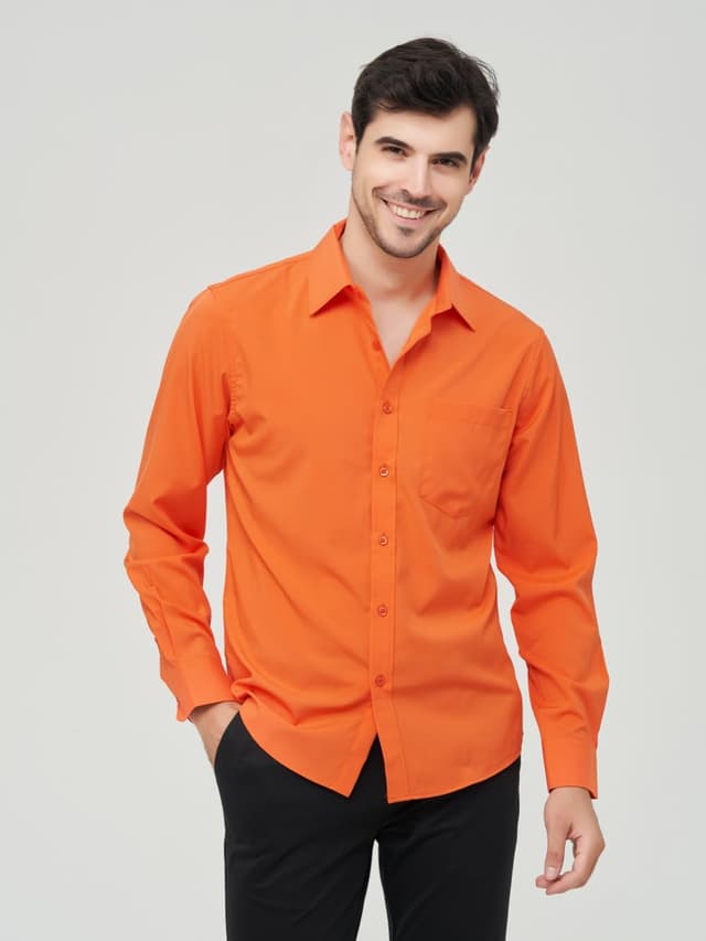 Detalle de corfty Men Long Sleeve Dress Shirt — Regular Fit Stretch Free-Wrinkle Casual Button-Down