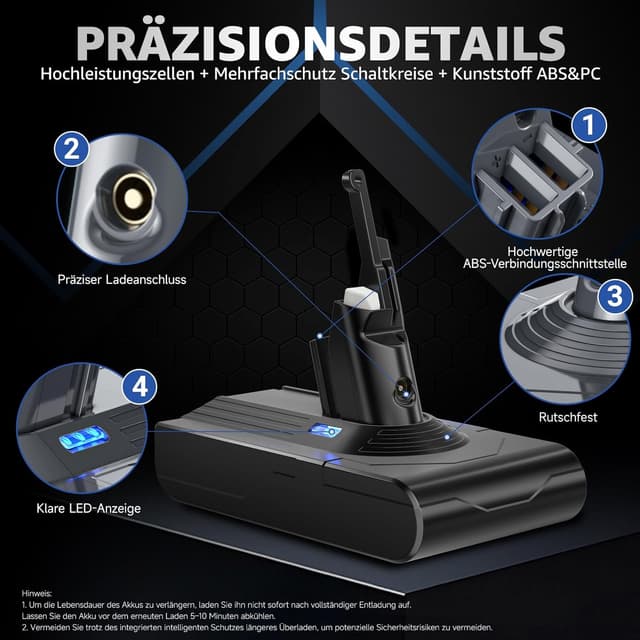 Detalle 1 de EGR V8 Ersatzakku für Dyson SV10