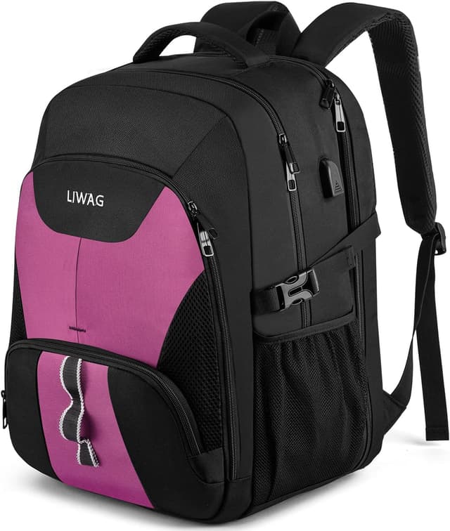 Thumbnail 6 de Extra Large 50L Travel Laptop Backpack with USB Charging Port & Anti-Theft Pocket (Fits up to 17 Inch) - Red