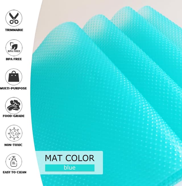 Detalle de Daixers 10-Pack Washable Fridge Liner Mats (Food-Grade EVA, Blue)