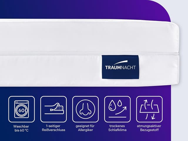 Detalle 2 de Traumnacht Easy Comfort Duo Kaltschaummatratze 140x200 cm (H3 & H4) – 7-Zonen, atmungsaktiv, Öko-Tex