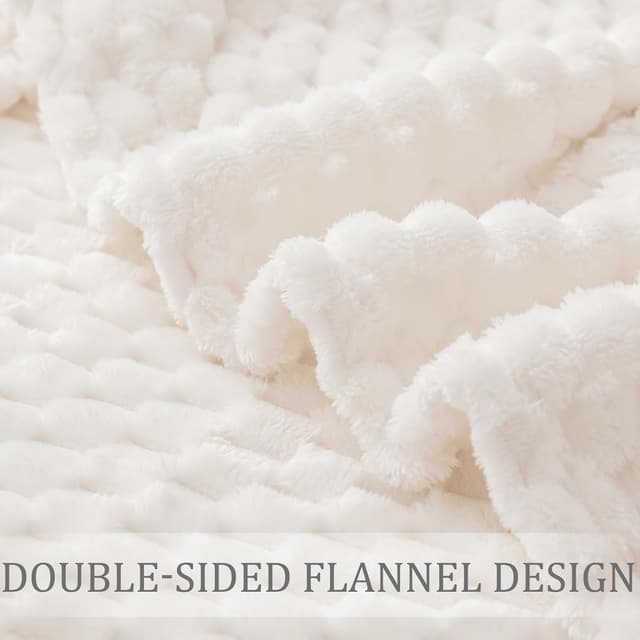 Detalle de Exclusivo Mezcla fleece throw blanket for couch (extra large, fuzzy ivory, 50x70 inches)