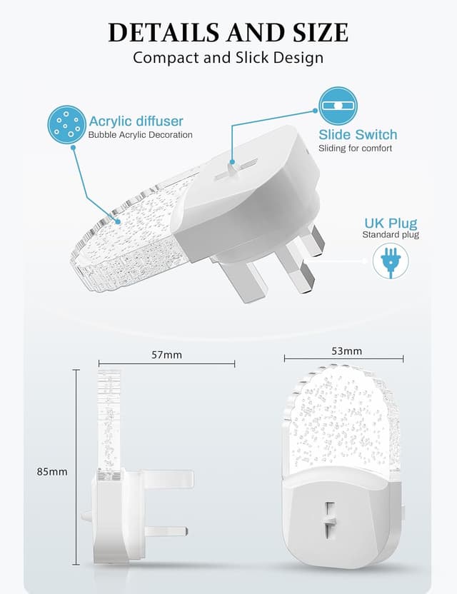 Detalle de Emeritpro Plug-in Night Light with Dusk to Dawn Sensor and Adjustable Brightness (Warm White, 1 Pack)