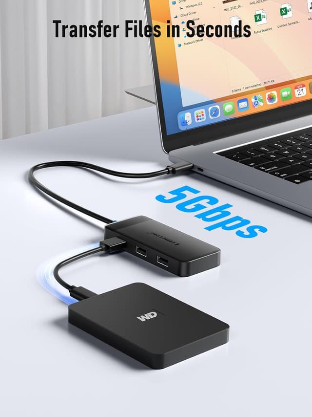 Detalle de Lemorele Hub USB-C 6 in 1 con doppio HDMI 4K@30Hz, USB 3.0 e PD 100W per docking dual monitor