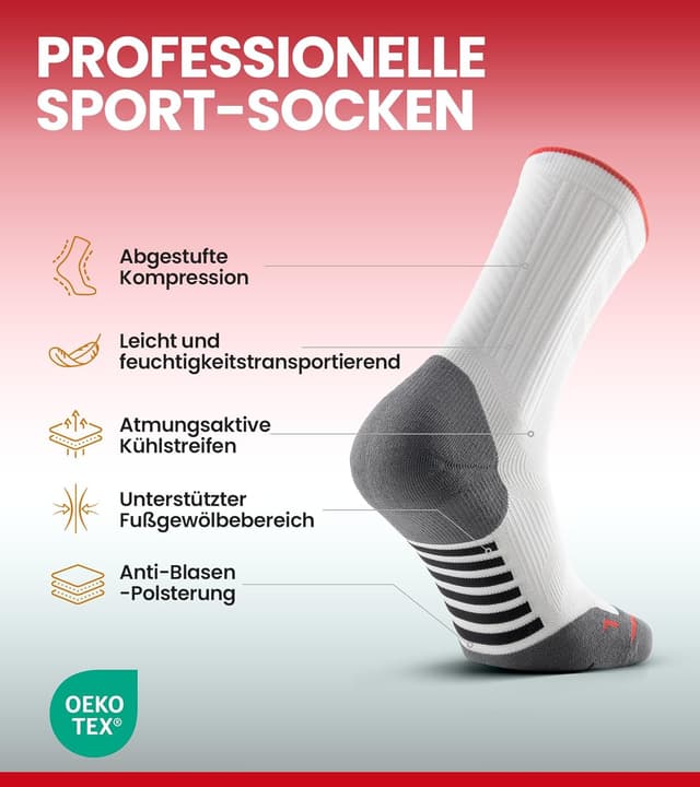 Detalle 2 de PULIOU Coolmax Kompressions-Laufsocken im 3er-Pack mit CoolMax-Kühlzonen, Fußgewölbeunterstützung und Anti-Blasen (Größe 35–50)