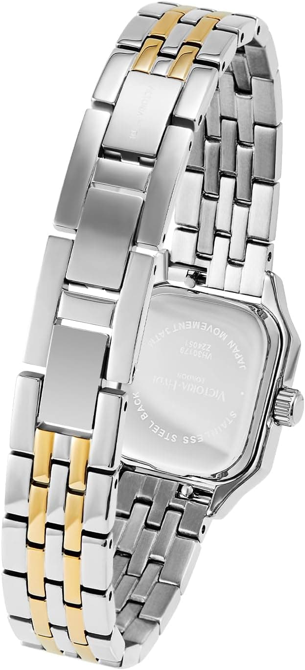 Detalle 2 de VICTORIA HYDE Gold Damenuhr aus Edelstahl mit rechteckigem Vintage-Design (Quarz, analog)