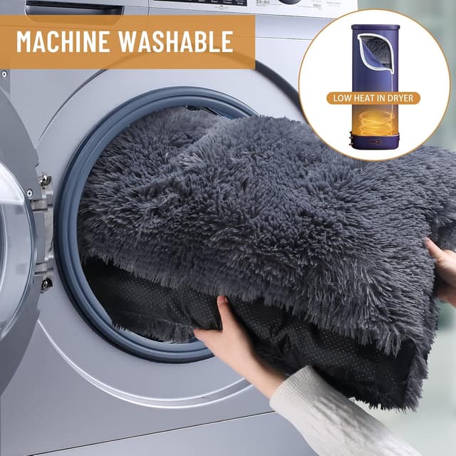 Detalle de Baodan Baodan Dog Bed Washable (Medium, 75x50cm) – Fluffy crate mat with non-slip base