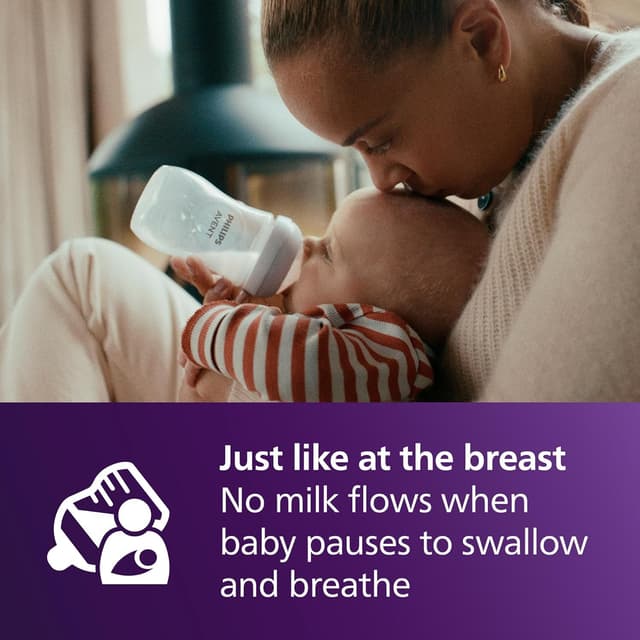 Detalle 2 de Philips Avent Natural Baby Bottles (Natural Response), Medium Flow, 9oz, 4-Pack (SCY903/04)