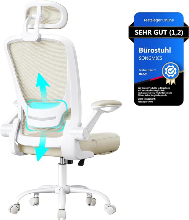 Detalle de SONGMICS OBN047K01 ergonomischer Bürostuhl 53 cm Sitzfläche