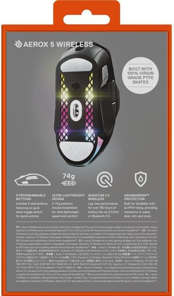 Detalle 1 de SteelSeries Aerox 5 Wireless 74 g Gaming Mouse