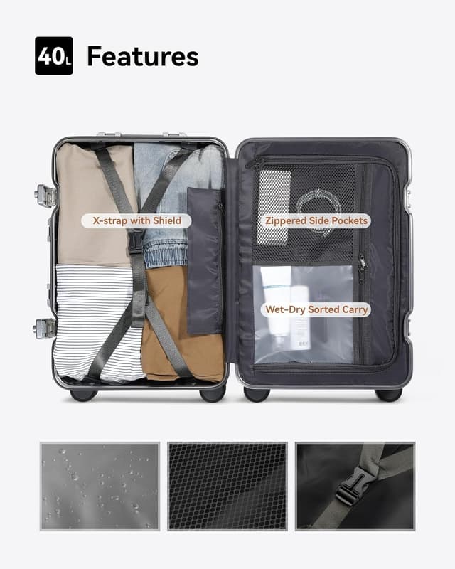 Detalle de Luggex aluminium carry on 55 cm 40L