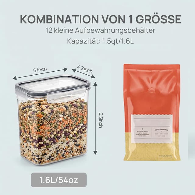 Detalle 2 de Vtopmart 1,6 L Vorratsdosen Set 🥣