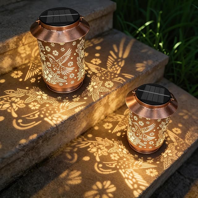 Detalle de Hopexy Hummingbird Solar Lantern Outdoor Hanging Lights (2 Pack)