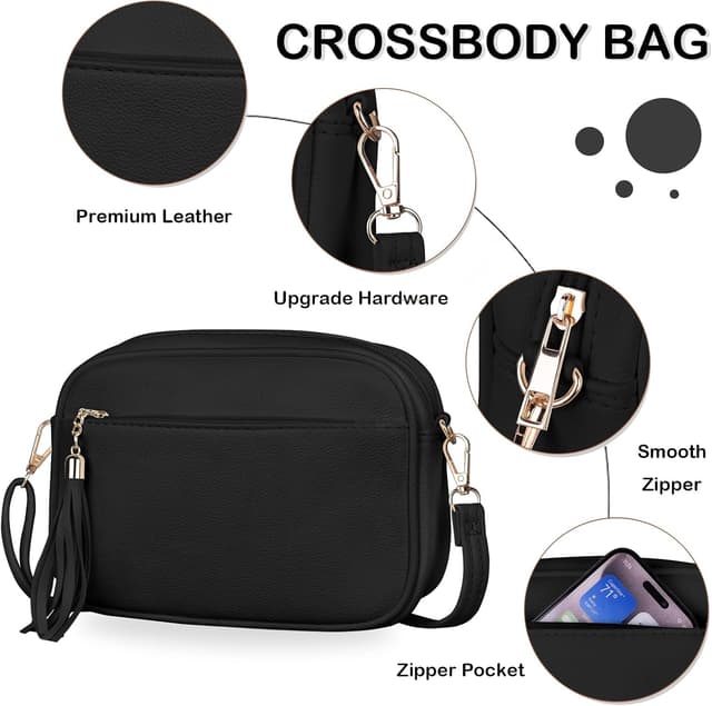 Detalle de Kememo small faux leather cross body bag for women (adjustable wide strap)