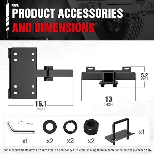 Thumbnail 4 de YZONA Tow Hitch 2 Inch Winch Mount 17000 lbs